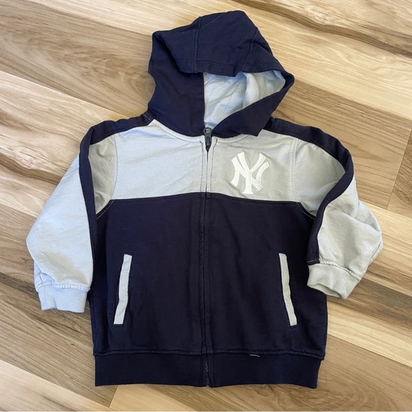 Majestic Yankees Hooded Jacket Authentic Team Colors Navy Gray Size 24 M… - Picture 1 of 8